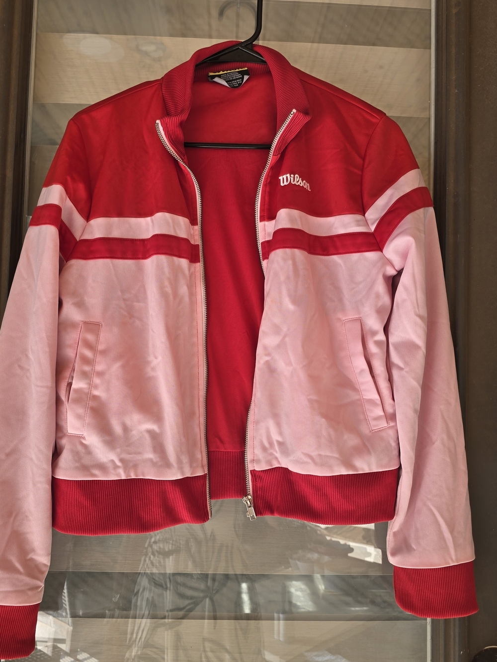 Forever 21 Red and Light Pink Colorblock Bomber Jacket